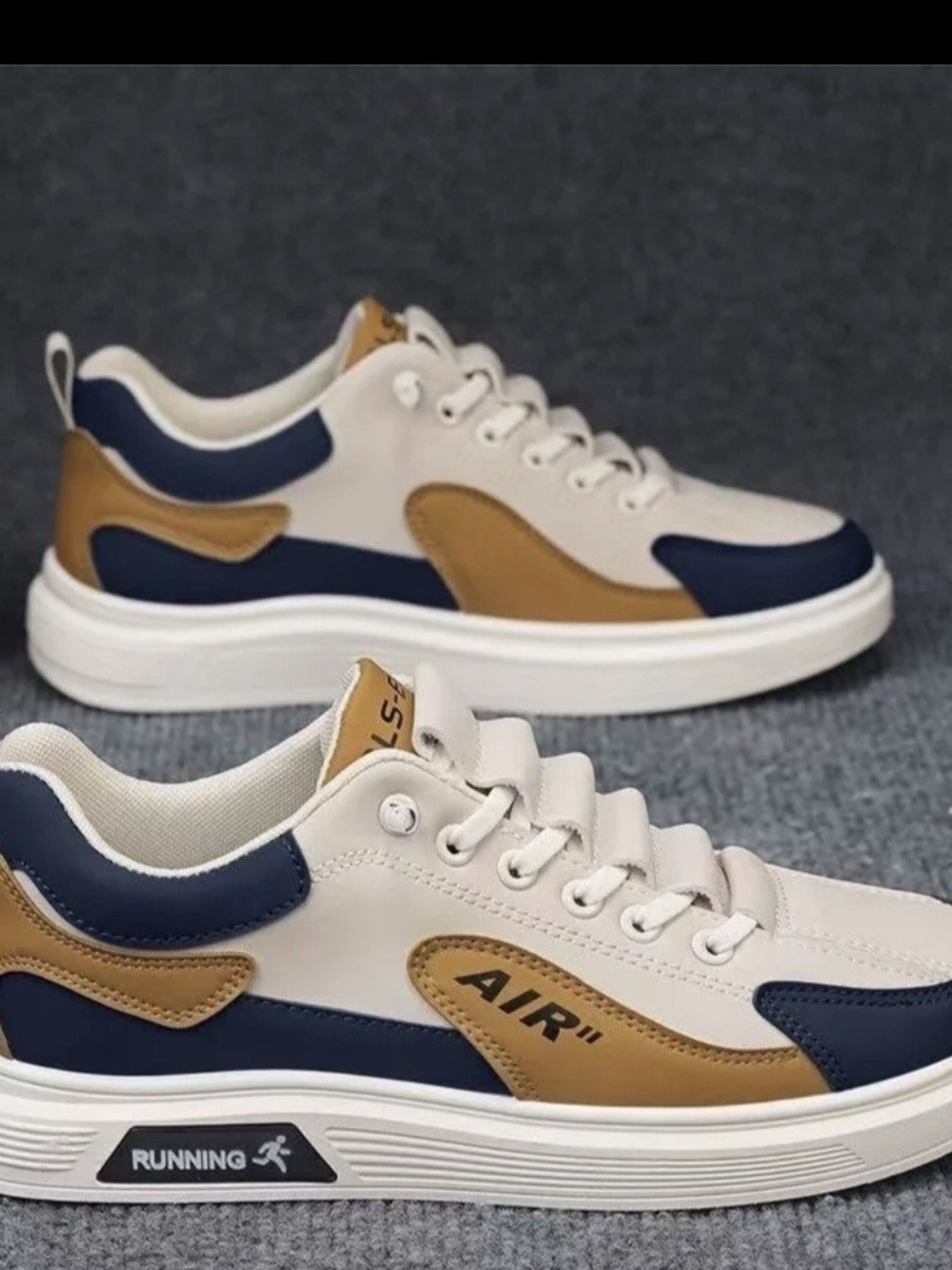 Men's AIR Casual Sneakers in Beige, Navy & Tan